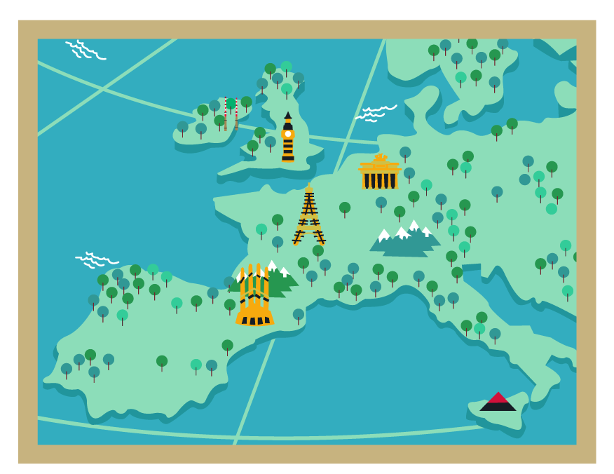 Europe Landmarks Map